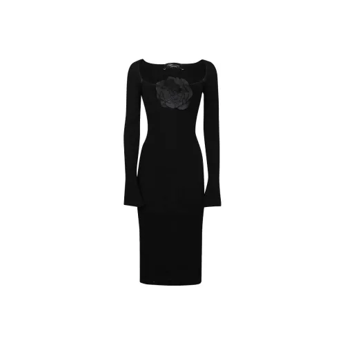 Blumarine Черное Женское Длинное Платье с Рукавами