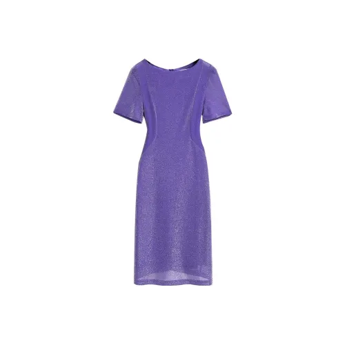Silky Queen Короткий рукав Платье Женское Фиолетовое