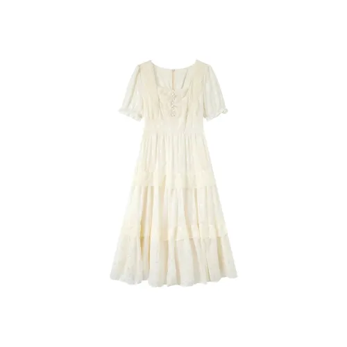 ZCDECO Короткое платье с короткими рукавами женское абрикосового цвета