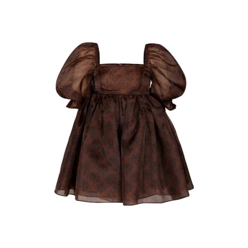 Selkie Шоколадный Алмазный Узор Женские Короткие Платья с Рукавами