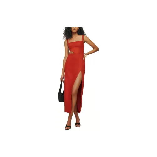 Reformation Satori Linen Dress Slip Dress Women's Blood Orange