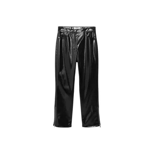 MSGM Кожаные брюки женские черные