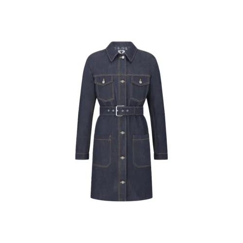 DIOR Длинное платье с длинными рукавами женское синее