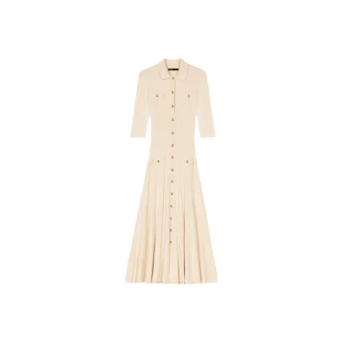 Maje Короткий рукав Платье Женское Бежевый Желтый