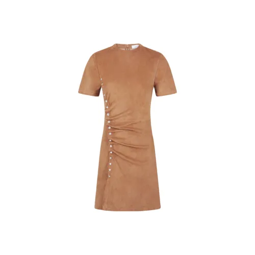 Paco Rabanne SS25 Короткий рукав Платье Женское CAMEL