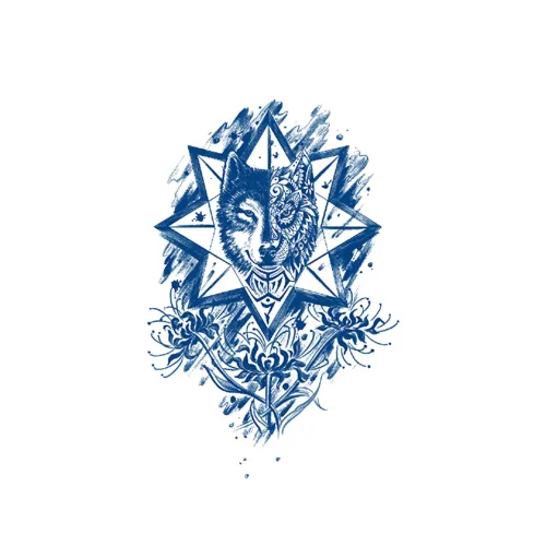 LIEJI Starlight Wolf Shadow Herbal Tattoo Стикер