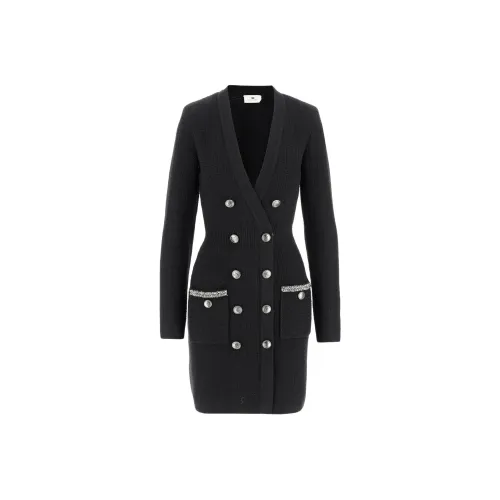 Elisabetta Franchi Длинное платье с длинными рукавами женское черное