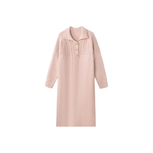 ALXNAN Длинное платье с длинными рукавами женское пыльно-розовый