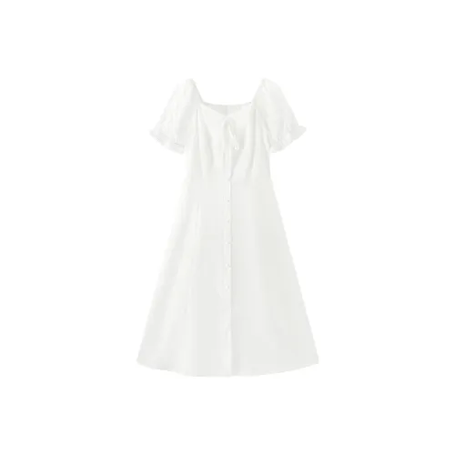 SEM R Короткий рукав Платье Женское Экрю 10312