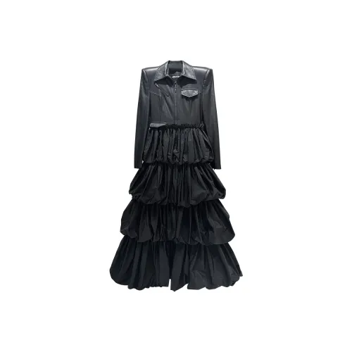 ANNAKIKI Длинное платье с длинными рукавами женское черное