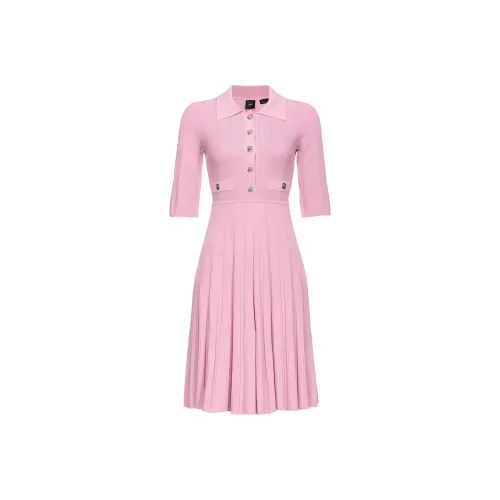 PINKO Розовые Женские Платья с Короткими Рукавами