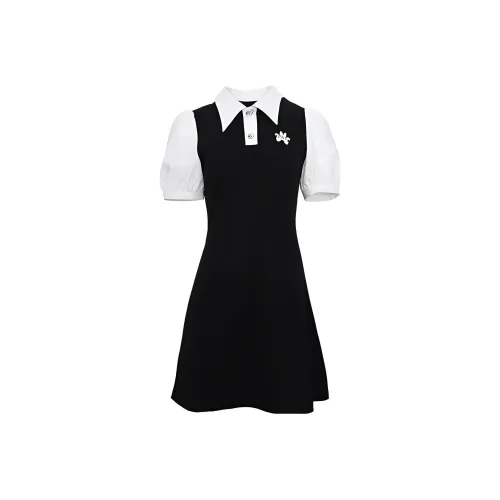 LOFT SHINE Черное Женское Короткое Платье с Рукавами
