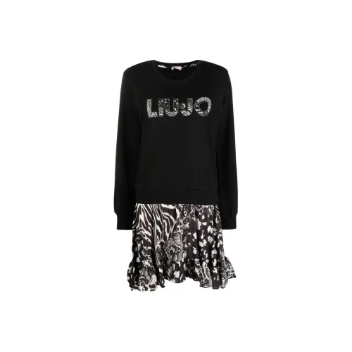 LIU·JO FW23 Длинное платье с длинным рукавом женское черное