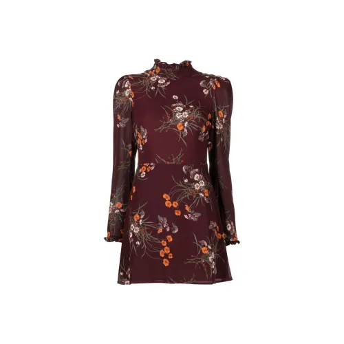 Reformation Темно-красное Женское Длинное Платье с Рукавами