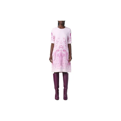 ETRO Розовые Женские Платья с Коротким Рукавом