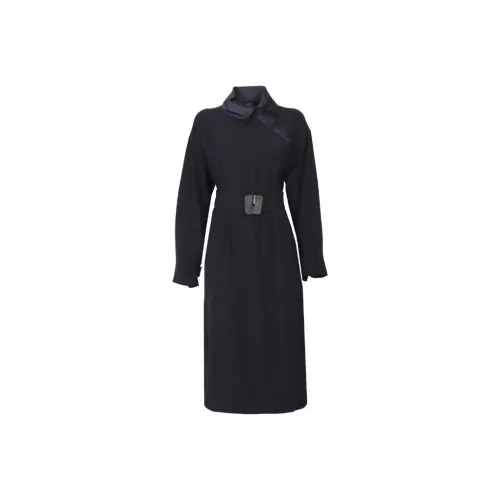 EMPORIO ARMANI EA7 Длинное платье с длинными рукавами женское синее