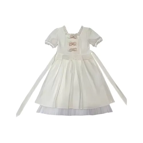 PLAY BUSH Короткий рукав Платье Женское Белое