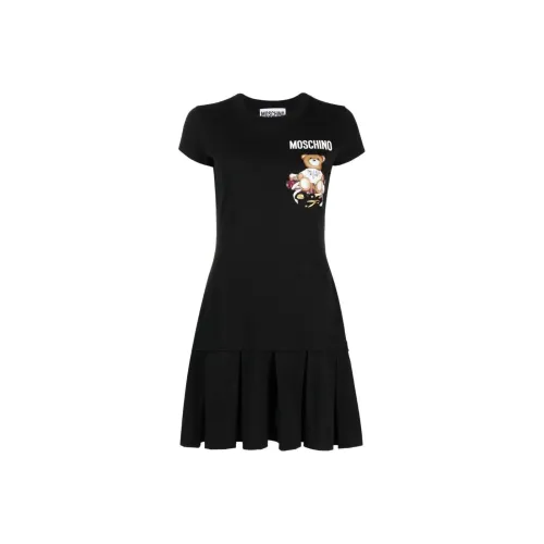 MOSCHINO Черное Женское Короткое Платье с Рукавами