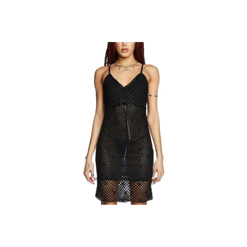 Dolls Kill Widow Wicked Temptation Мини Платье Slip Платье Женские Черный Черный