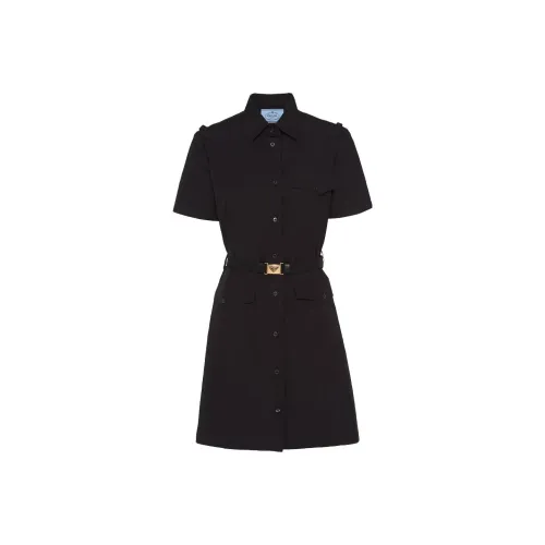 PRADA Черное Женское Короткое Платье с Рукавами