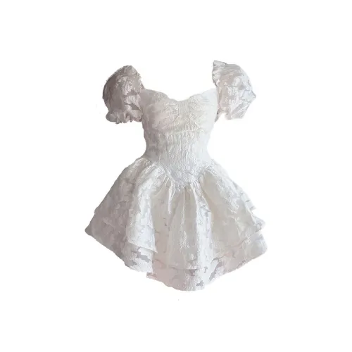 Garbege Короткий рукав Платье Женское Белое