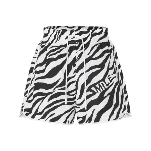 MOCO Повседневные шорты Женские Черный Белый Тигр с принтом