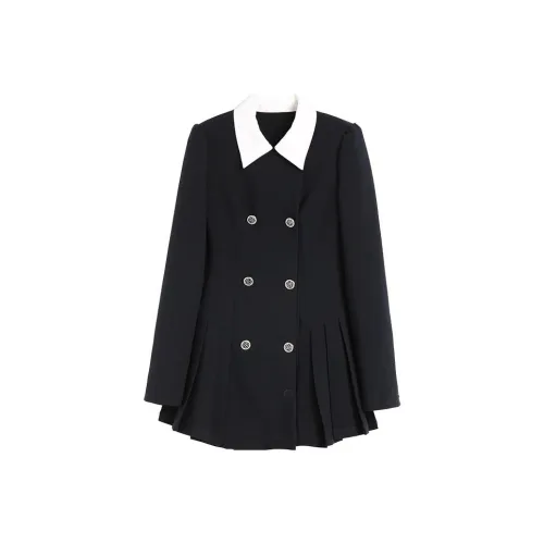 YITOUAGUA Темно-синий женский длинный платье с длинными рукавами