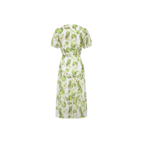 BBLLUUEE Короткий рукав Платье Женское Облако Ивовый зеленый