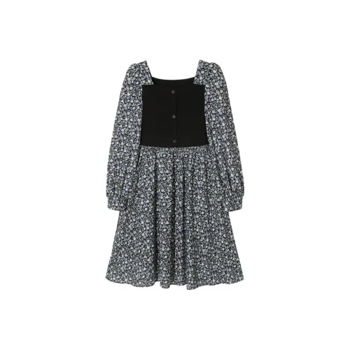 Pit Длинный рукав Платье Женское Цветочное