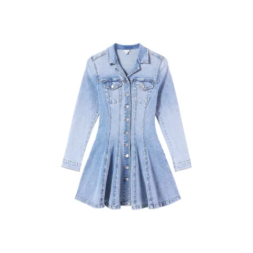 Miss Sixty Длинное платье с длинными рукавами женское светло-синее