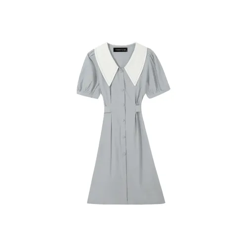 EIDOLON GRAIN Короткий рукав Платье Женское Светло-синий