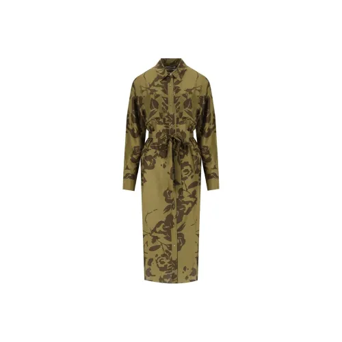 Essentiel Antwerp Хаки Женские Длинные Платья с Рукавами