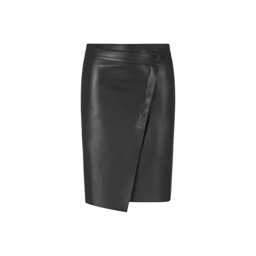 EMPORIO ARMANI Кожа Длинная Юбка Женская Черная