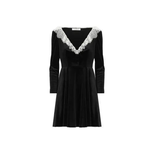 PHILOSOPHY DI LORENZO SERAFINI Черное Женское Длинное Платье с Рукавами