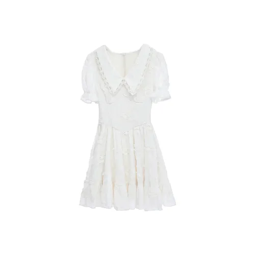 Blovelan Короткий рукав Платье Женское Абрикосовое