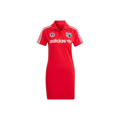 adidas originals Светло-алый Женские Короткие Платья с Рукавами