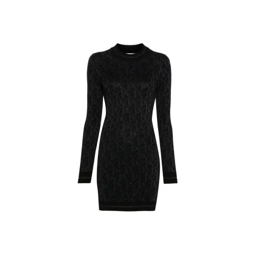 PALM ANGELS Длинное платье с длинными рукавами женское черное