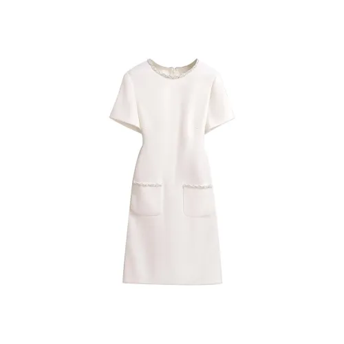 Silky Queen Короткий рукав Платье Женское Белое