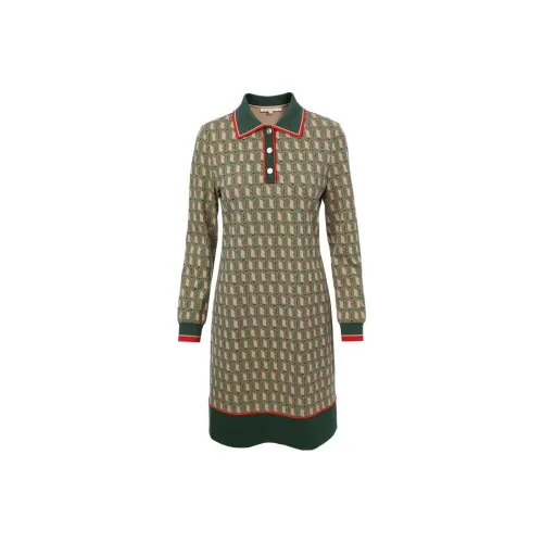 XII BASKET Длинный рукав Платье Женское Зеленое