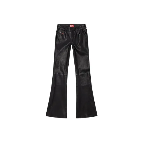 DIESEL SS24 Кожаные брюки Женские Черные