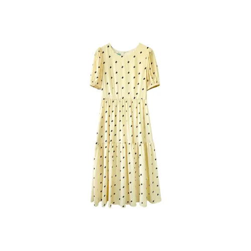 HOWL STUDIO Желтое Женское Короткое Платье с Рукавами