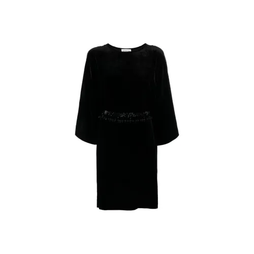 PAROSH Длинное платье с длинными рукавами женское черное