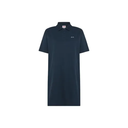 SUN68 SS24 Короткий рукав Платье Женское Темно-синий