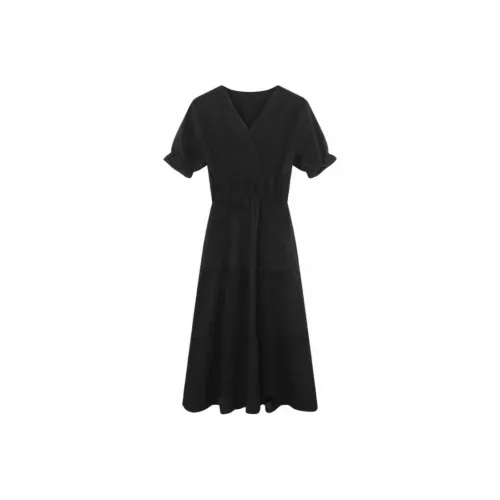 Yvetteclassic Короткий рукав Платье Женское Черное