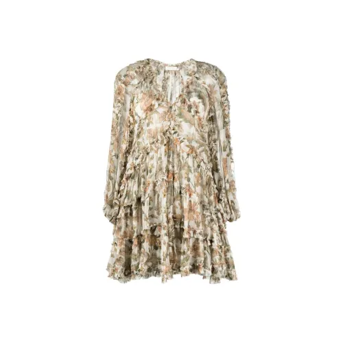 Zimmermann Длинное платье с длинными рукавами женское желтое