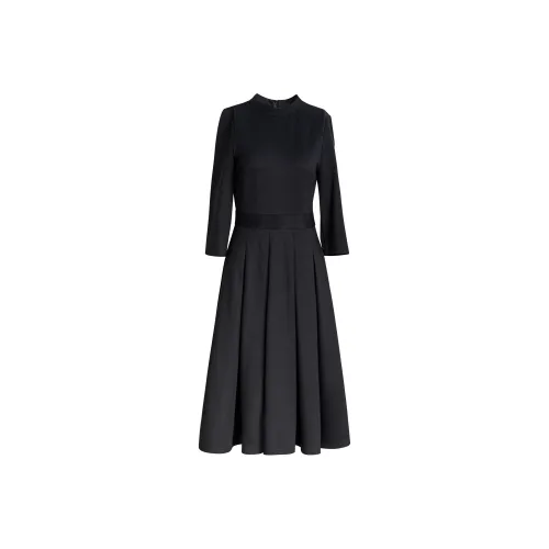 ROEYSHOUSE Черное Женское Длинное Платье с Длинным Рукавом