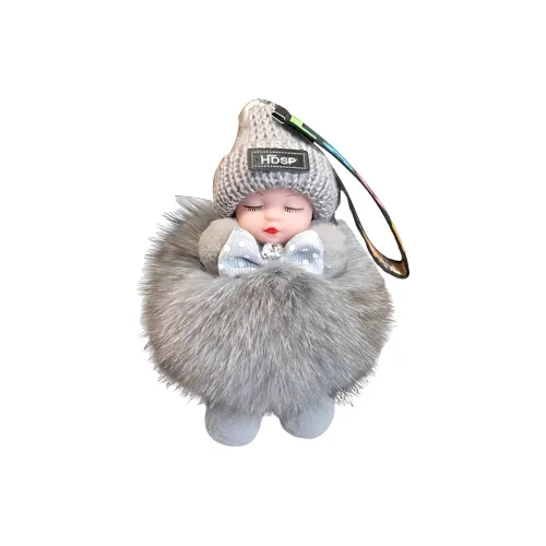 JINBANG Fox Faux Серый Cute Cartoon Charm Backpack Keychain Charm Niche Creative Plush Doll Pendant 14cm Height