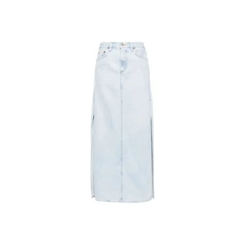 AGOLDE Denim Long Skirt Women's Light Blue