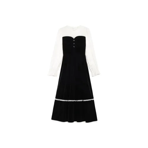 ALXNAN Длинное платье с длинным рукавом женское черное