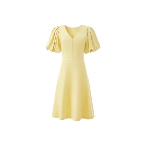 AUI Короткий рукав Платье Женское Желтое